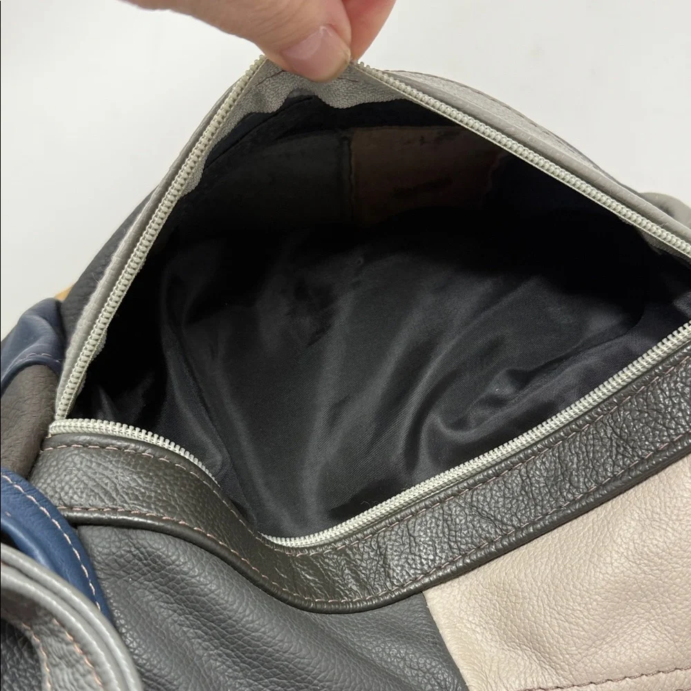 Patchwork Leather Hobo Bag Boho Slouchy Shoulder Purse Y2K artisan Indie - Picture 6 of 12